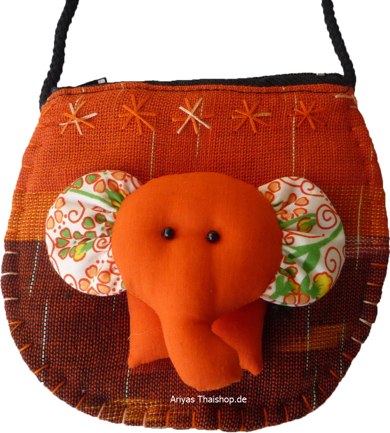 Ariyas Thaishop Brustbeutel aus Baumwolle Thai Muster mit Elefant 